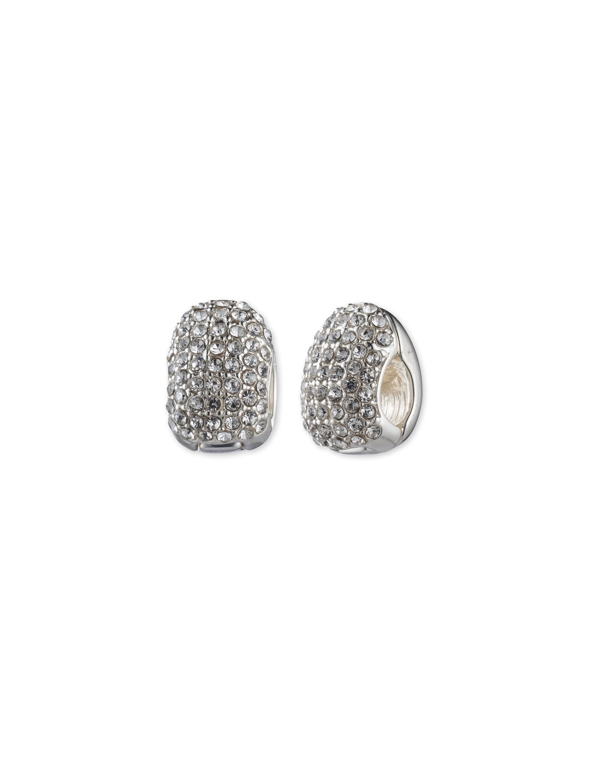 Anne Klein Silver-Tone Crystal Halo Silver-Tone Clip Earrings