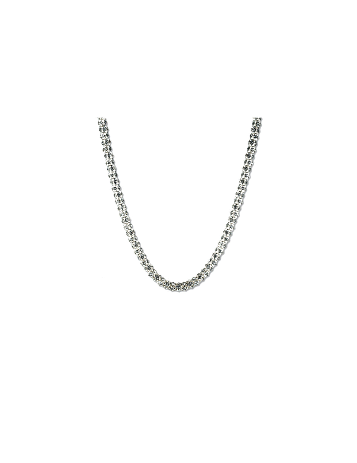 Anne Klein Silver-Tone Silver-Tone Necklace With Pave Crystals