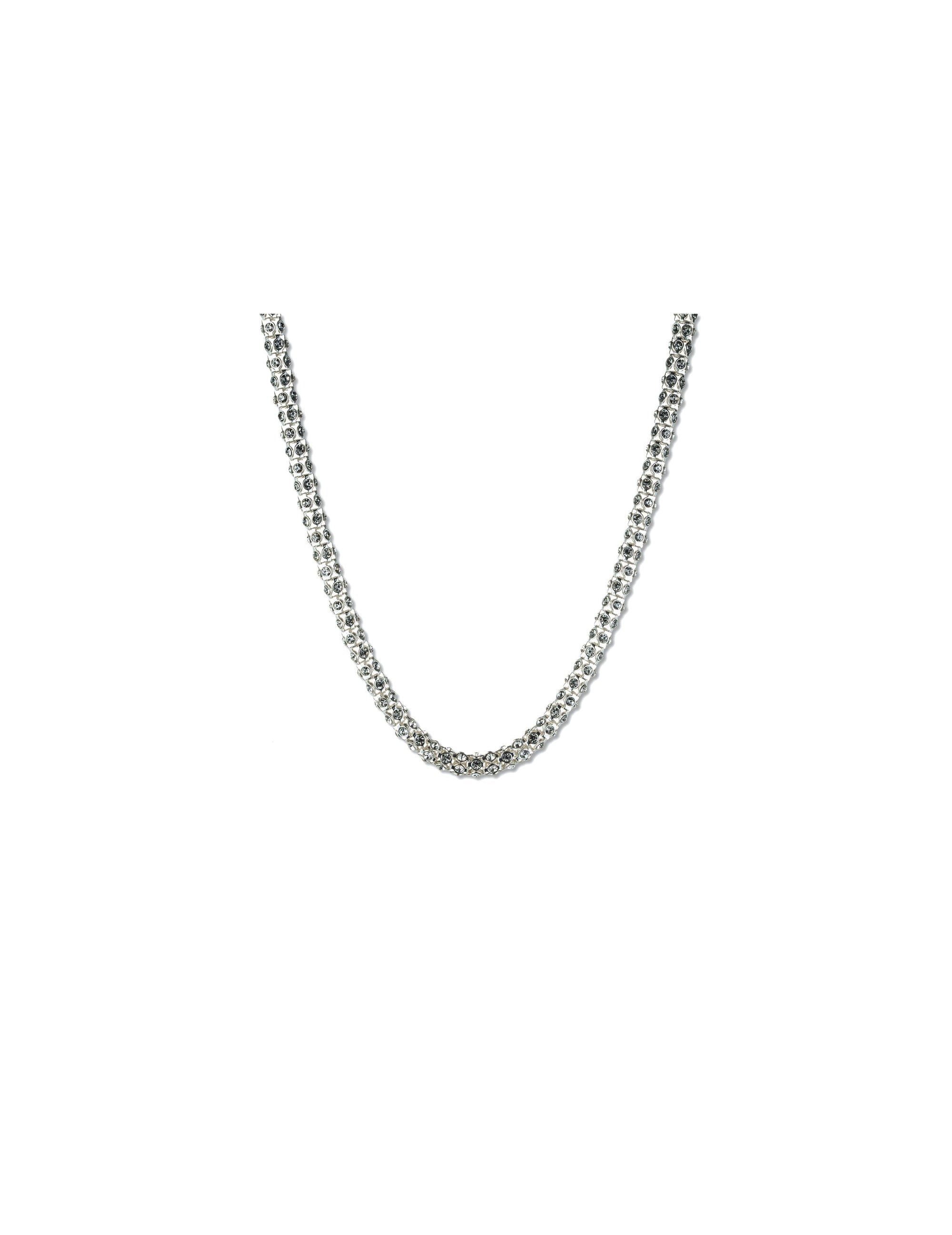 Anne Klein Silver-Tone Silver-Tone Necklace With Pave Crystals