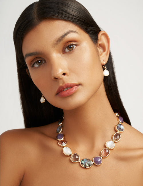 Anne Klein Abalone Stone Gold-Tone Drop Earrings