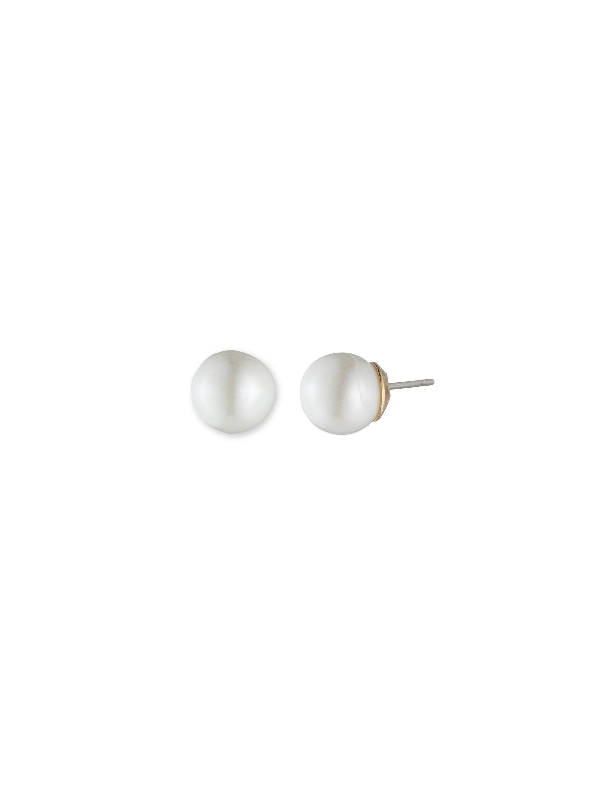Anne Klein Gold-Tone Blanc Faux Pearl Stud Earrings