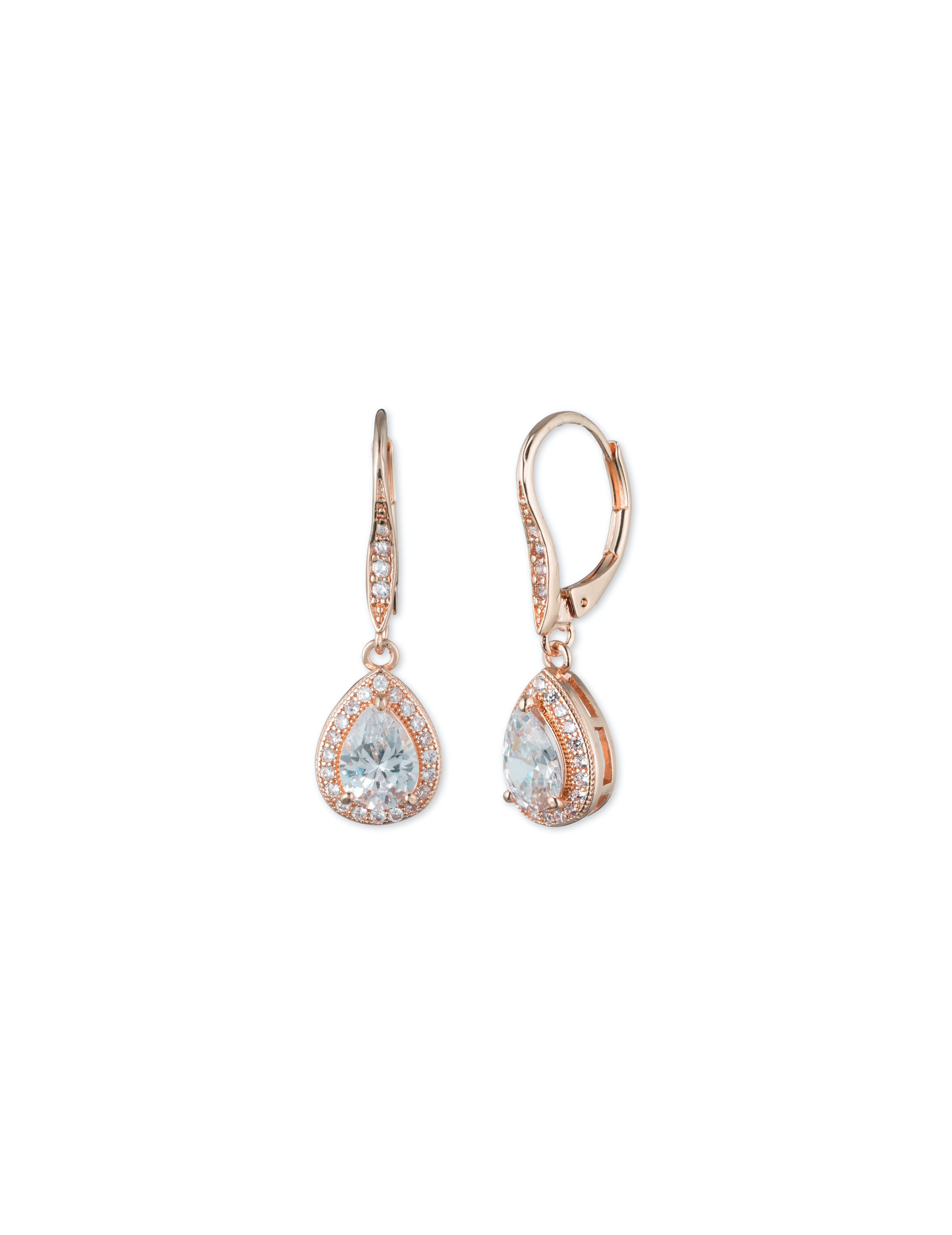 Apatite, Cubic Zirconia, Sterling Silver, popular Rose Gold Accent, Drop Earrings