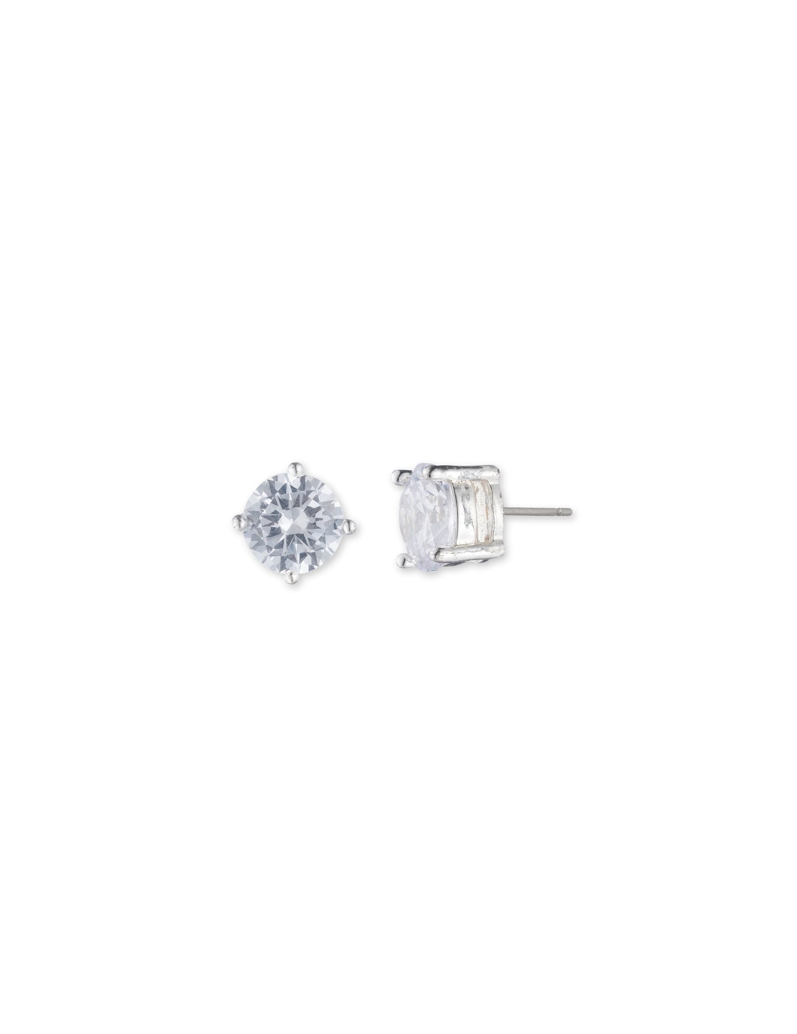 Anne Klein Silver-Tone Silver-Tone Cubic Zirconia Stud Earrings