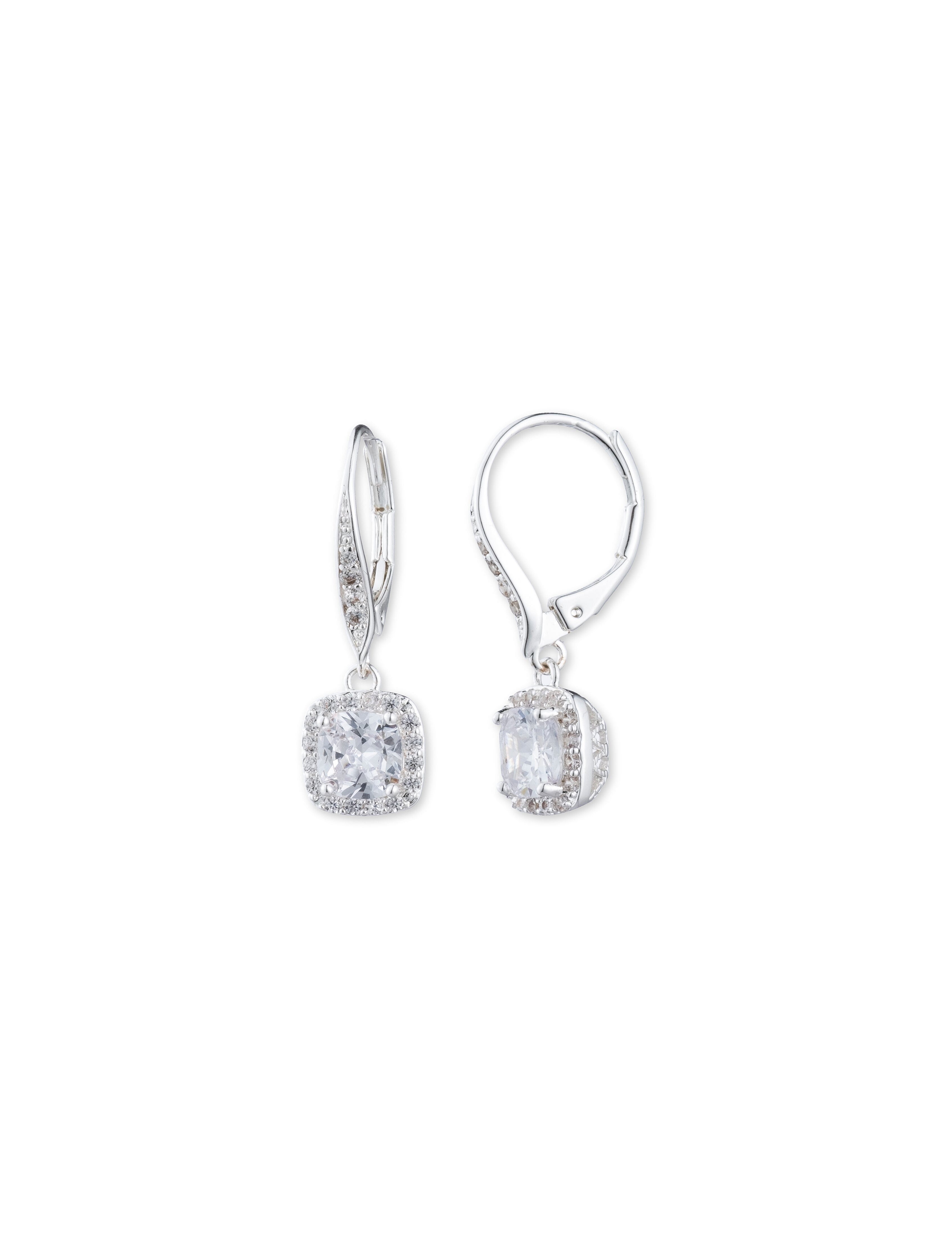 Anne Klein Silver-tone cubic zirconia drop earrings
