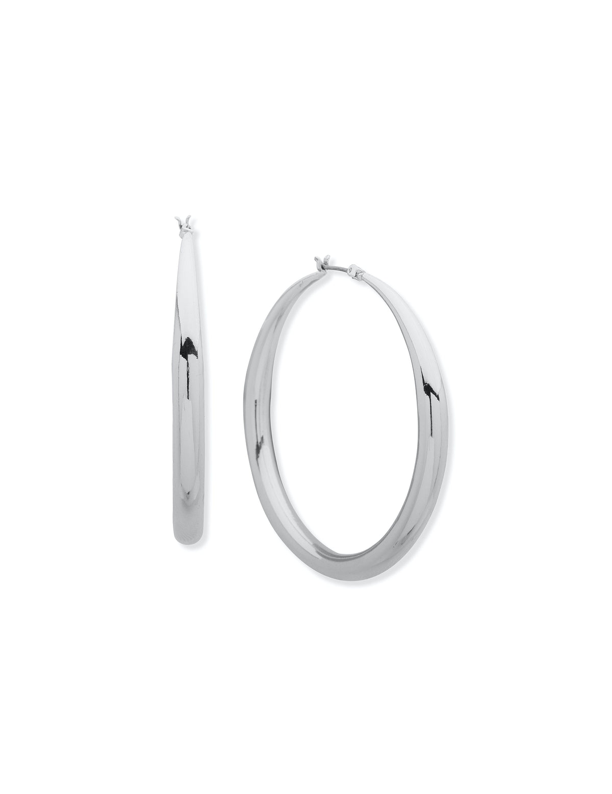 Anne Klein Silver-Tone Tapered Hoop Earrings