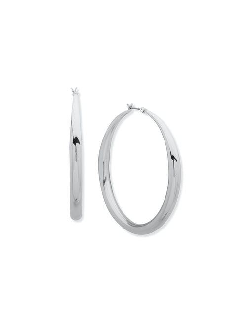Anne Klein Silver-Tone Tapered Hoop Earrings