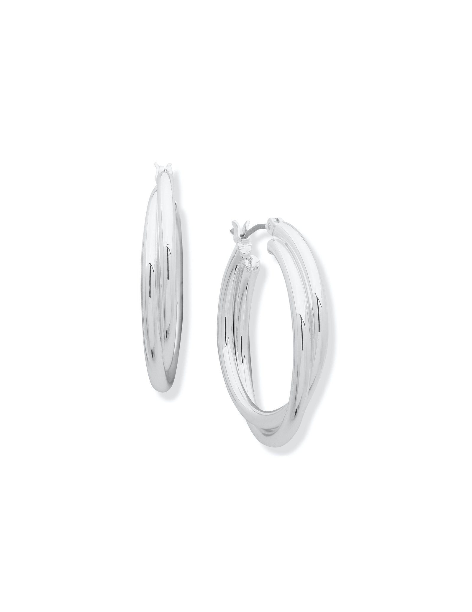 Anne Klein Silver-Tone Silver-Tone Twist Hoop Earring
