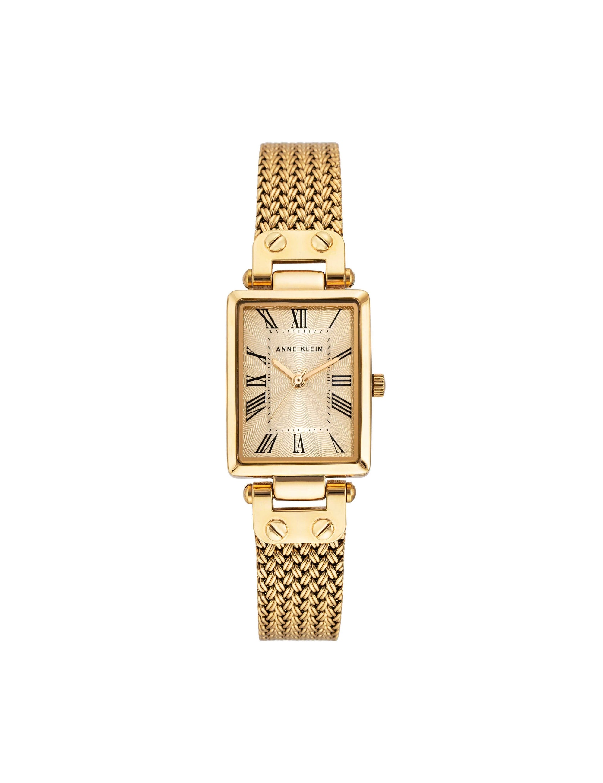 Rectangular Case Mesh Bracelet Watch Gold-Tone