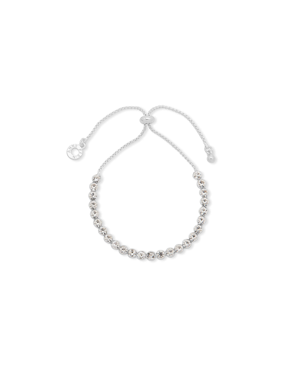 Anne Klein Silver-Tone Round Crystal Stone Slider Bracelet