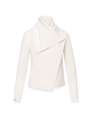 Anne Klein Anne White Scuba Asymmetric Front Jacket- Sale