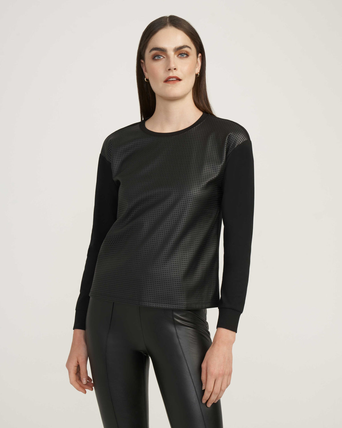 Anne Klein  Perforated Faux-Leather Top- Sale