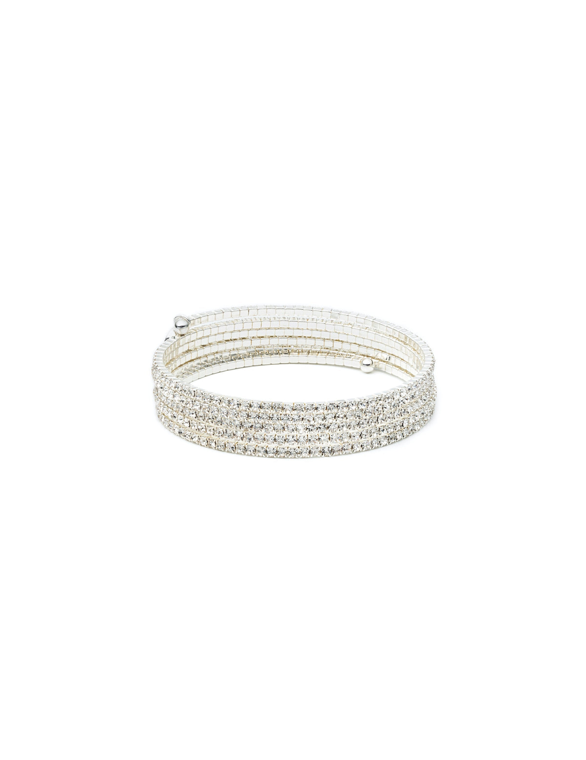 Anne Klein Silver-Tone Multi-Row Crystal Coil Bracelet