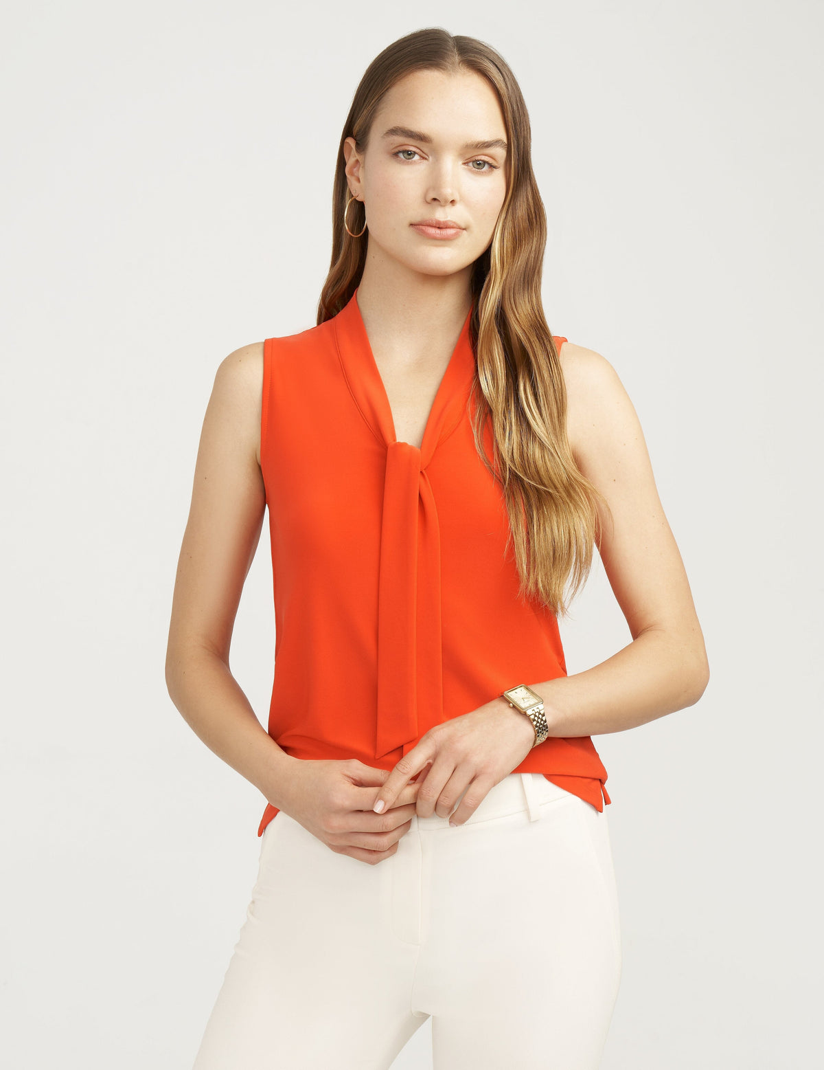 Anne Klein  Sleeveless Tie Front Blouse- Clearance