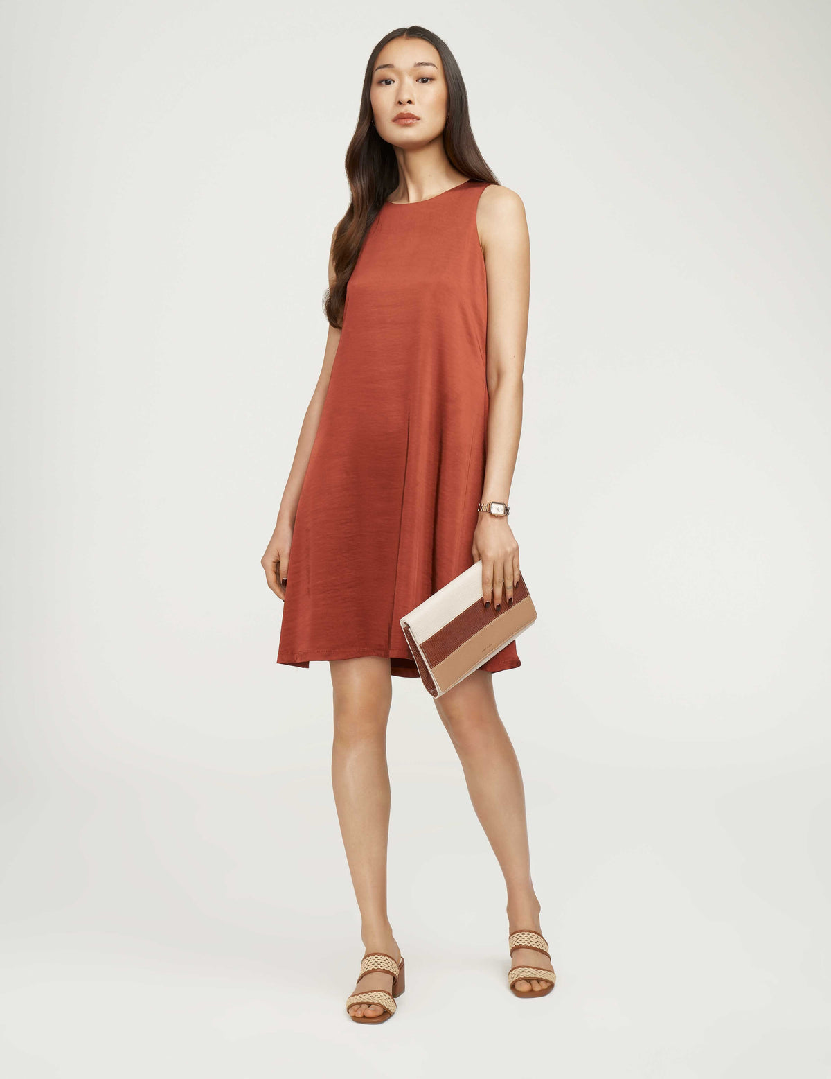 Anne Klein  Solid Satin Gwen Dress- Sale