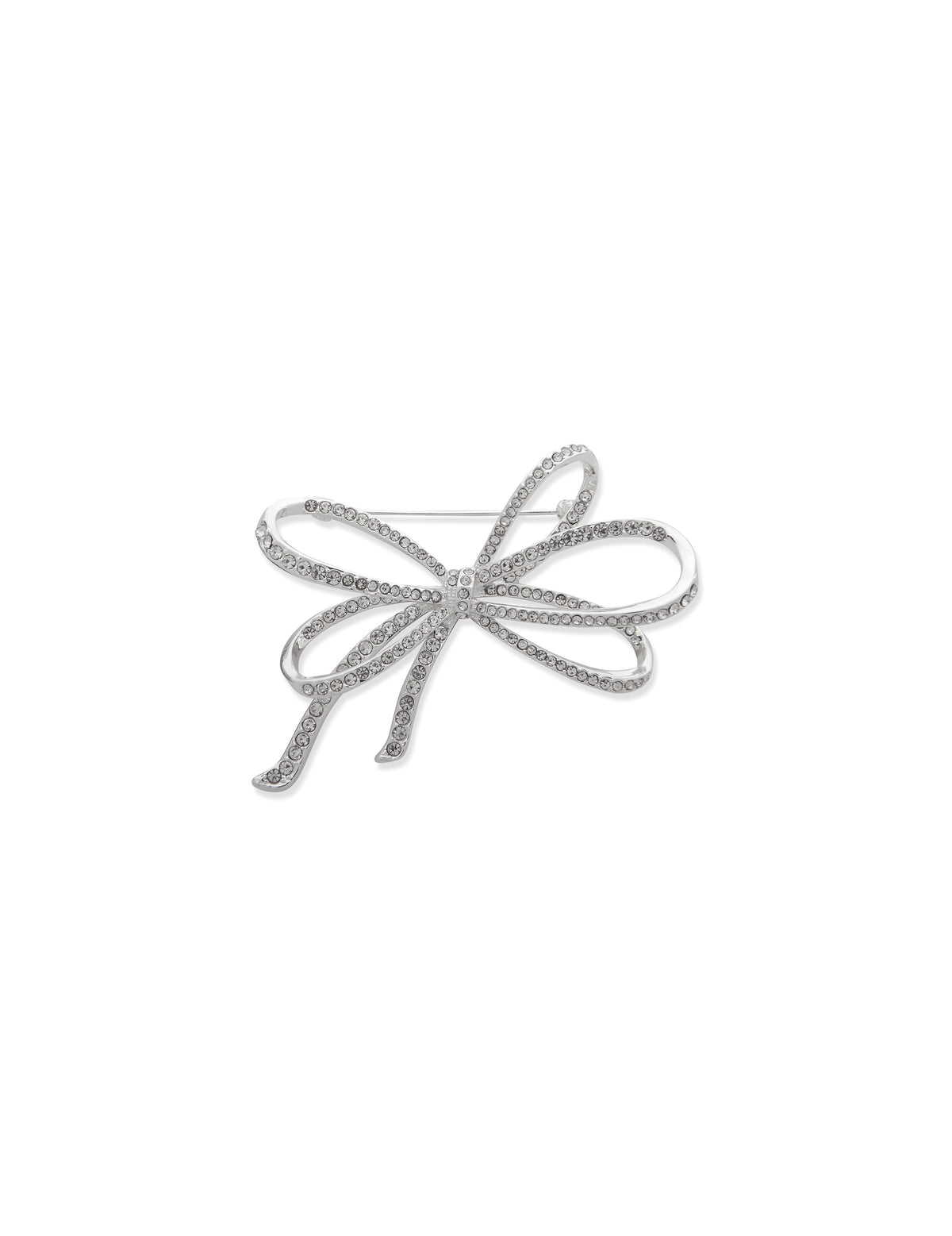 Anne Klein Silver-Tone Sparkling Bow Brooch