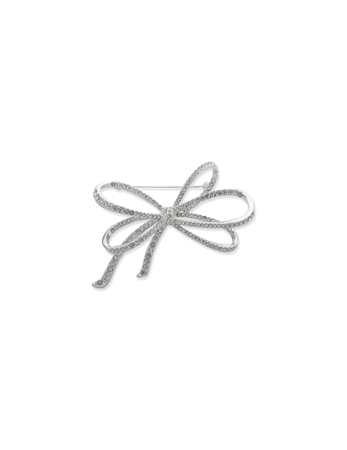 Anne Klein Silver-Tone Sparkling Bow Brooch