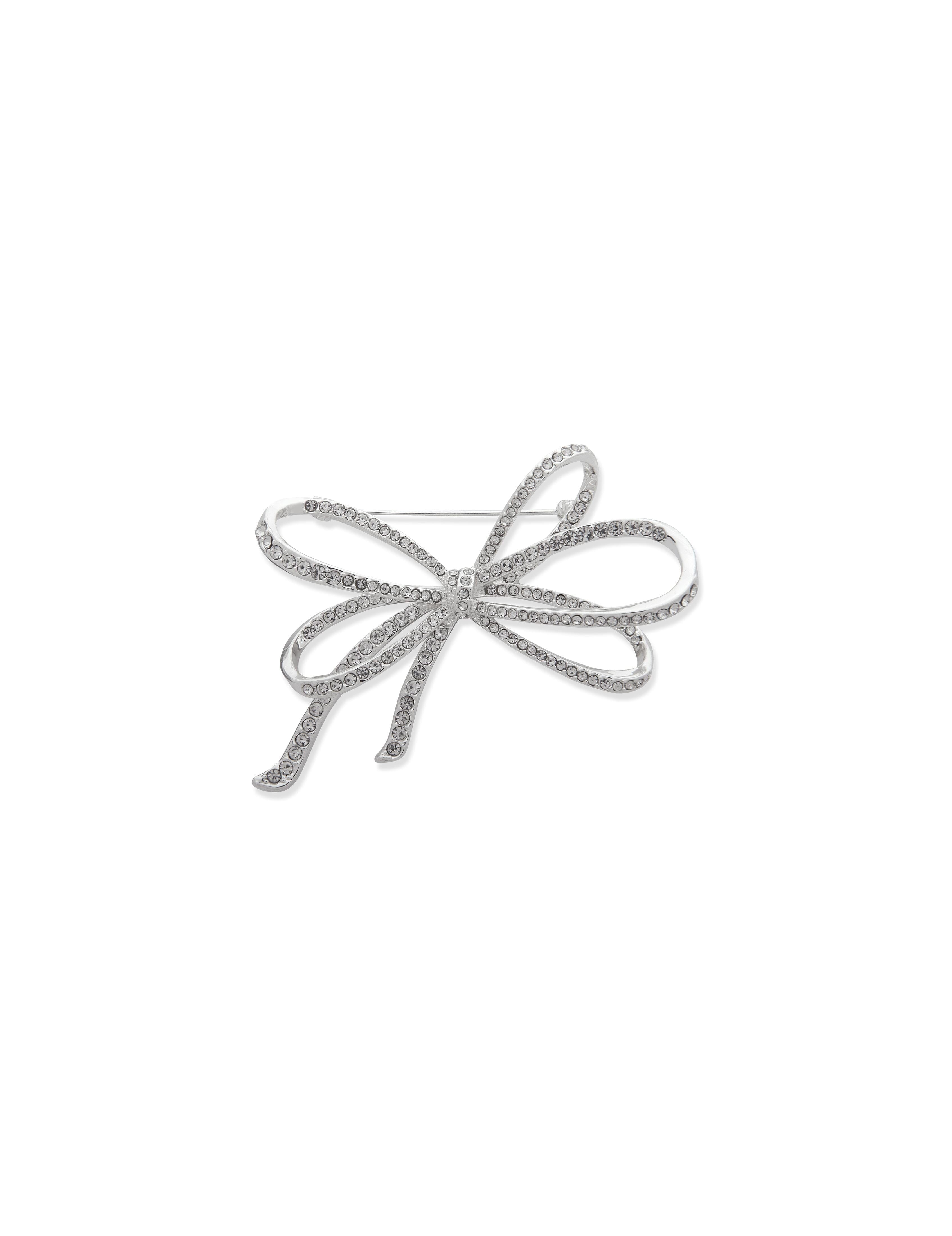 Sparkling Bow Brooch with Crystal Detail | Anne Klein