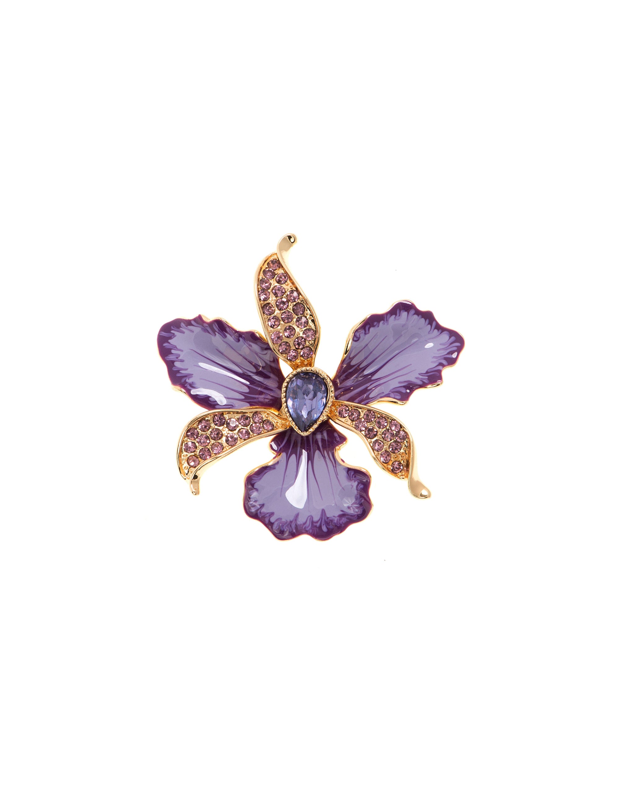 Anne Klein Gold-Tone&Purple Violet Flower Petal Brooch